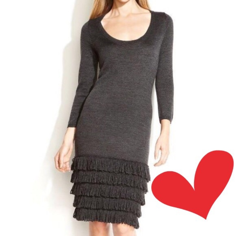 Calvin Klein Sweater Dress w/ Fringe - Gorgeous! - Picture 1 of 6